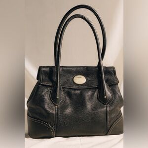 Lancel Paris Louyetu Black Leather Handbag Shoulder Bag French Parisian Chic